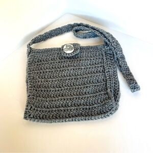 Elegant Gray Crochet Crossbody Bag